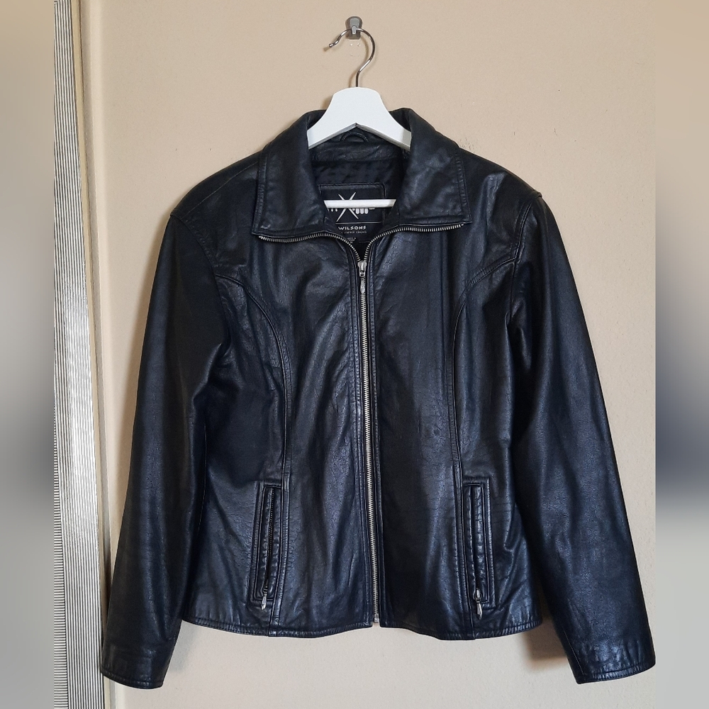 Maxima Wilsons Leather Women's Black Genuine Leather Jacket Moto Edgy Biker